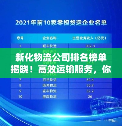 新化物流公司排名榜单揭晓！高效运输服务，你的首选是哪家？